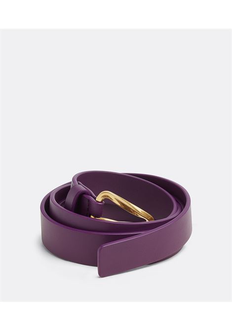 purple eggplant 2cm calfskin belt with golden buckle  BOTTEGA VENETA | 701477-VMAU35024